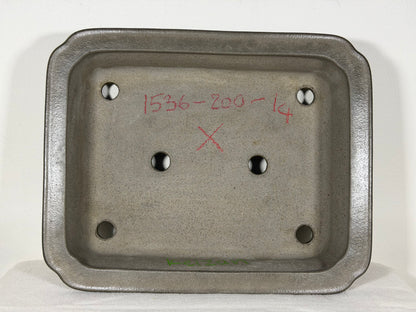 Preowned Japanese Tokoname Unglazed Rectangular Bonsai Pot Keizan - 12.75” By 10.25”