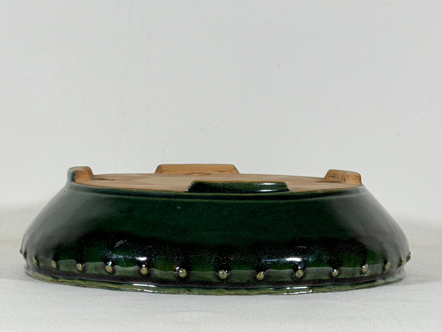 New Japanese Tokoname Glazed Round Bonsai Pot Syuho - 9.75” By 2.5”