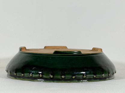New Japanese Tokoname Glazed Round Bonsai Pot Syuho - 9.75” By 2.5”