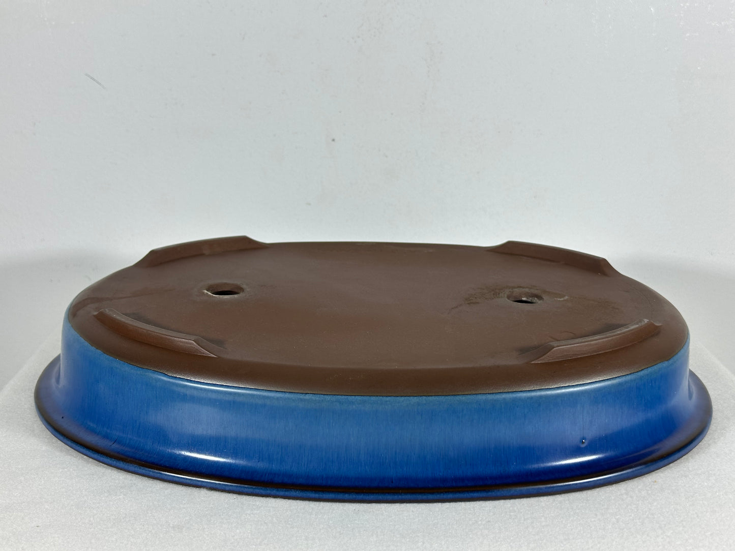 Preowned Japanese Tokoname Glazed Oval Shallow Bonsai Pot - 14.5” By 11”