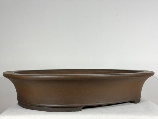 Preowned Japanese Tokoname Unglazed Oval High Quality Bonsai Pot Gyouzan Nakano - 19” By 15.5”