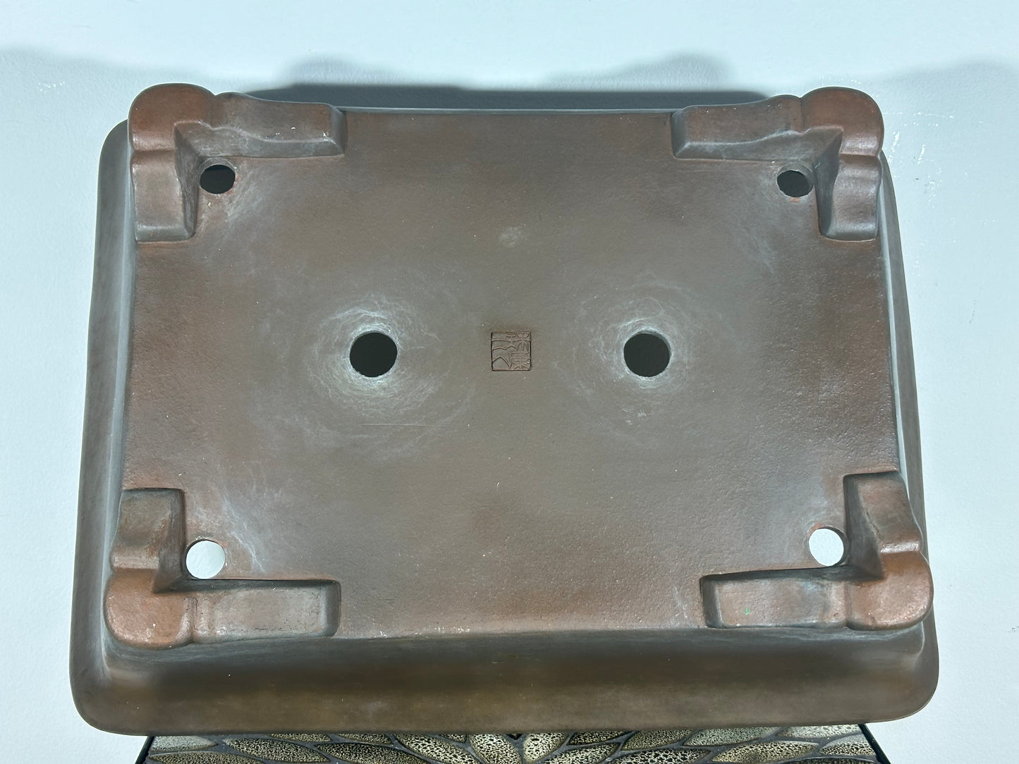 Preowned Japanese Tokoname Unglazed Rectangular Bonsai Pot Syukouzan - 19.5” By 15”