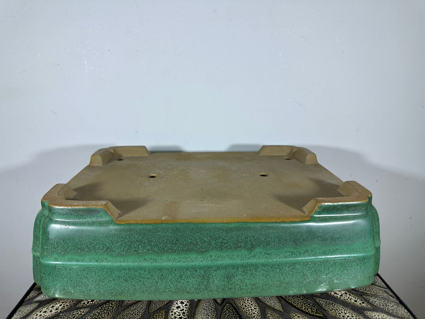 Preowned Japanese Tokoname Glazed Rectangular Bonsai Pot Yamafusa - 16.75” By 12.5”