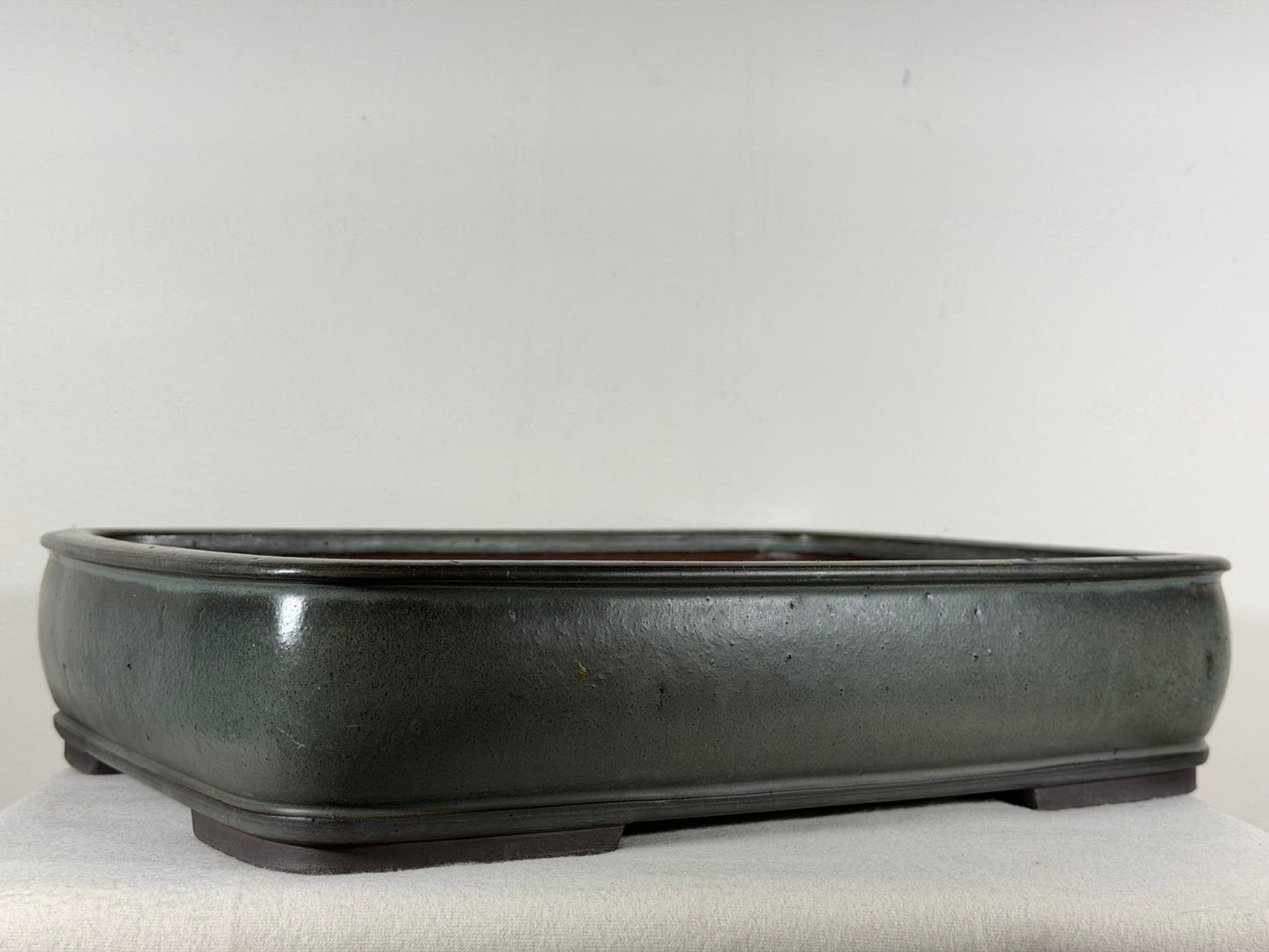 Preowned Japanese Tokoname Glazed Rectangular Bonsai Pot Shizan - 16.25” By 12.25”