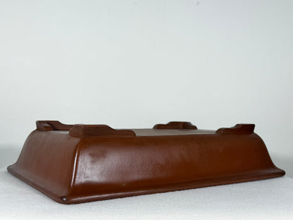 Preowned Japanese Tokoname Rectangular Unglazed Bonsai Pot - 13.25” By 9.25”