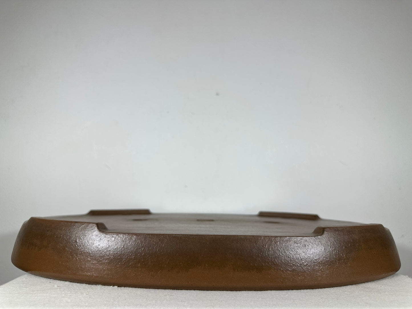 Preowned Japanese Tokoname Unglazed Oval Shallow Bonsai Pot Seizan - 20.5” By 14.5”