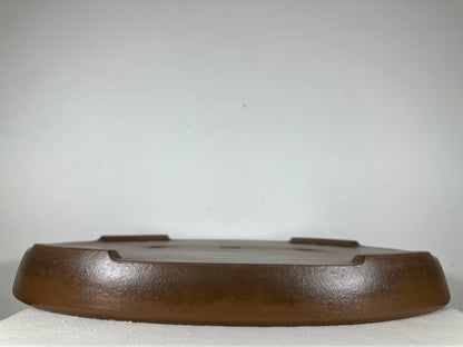 Preowned Japanese Tokoname Unglazed Oval Shallow Bonsai Pot Seizan - 20.5” By 14.5”