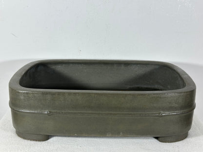 Preowned Japanese Tokoname Unglazed Rectangular Bonsai Pot Seizan - 13.75” By 9.75”