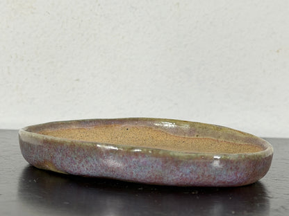 Preowned Vintage Japanese Tokoname Glazed Shallow Bonsai Pot - 3.25” By 2 3/8”