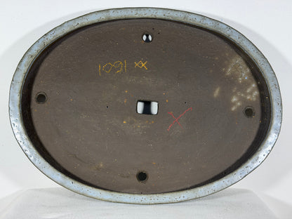 Preowned Japanese Tokoname Glazed Shallow Bag Style Bonsai Pot - 18” By 13.25”