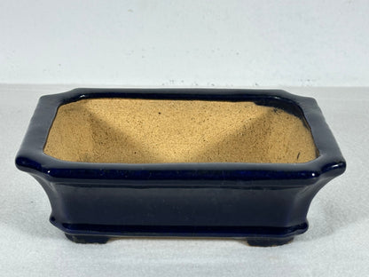 Preowned Japanese Tokoname Glazed Rectangular Bonsai Pot Hatutori - 6.25” By 4.75”