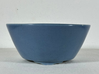 Preowned Old China Glazed Round Bonsai Pot with Stamps - 5.75” By 2.5”
