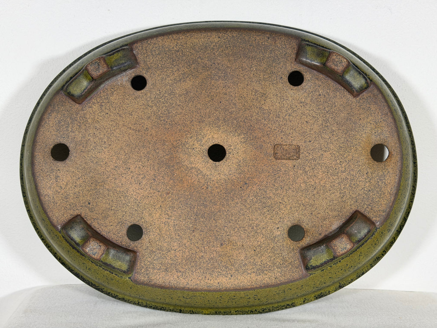 Preowned Japanese Tokoname Oval Bonsai Pot Reiho - 15.25” By 11.5”