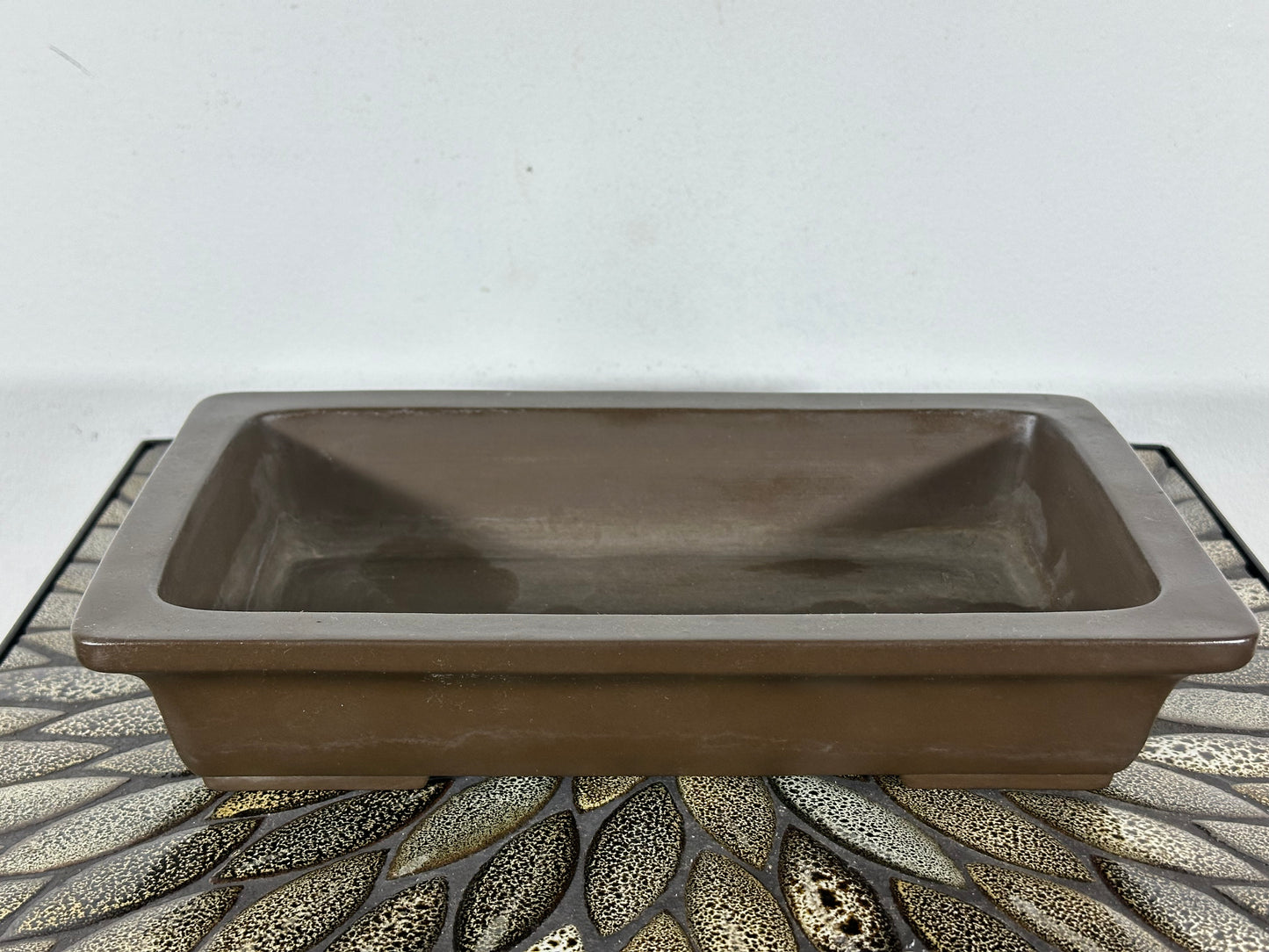 Preowned  Vintage Japanese Tokoname Unglazed Rectangular Bonsai Pot Yamaaki - 11.5” By 7”