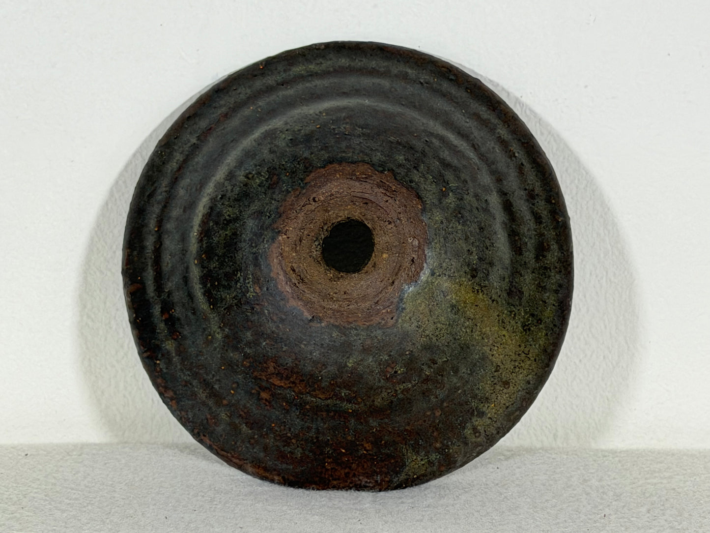 Preowned Japanese Tokoname Glazed Round Bonsai Pot - 4.75” By 1 5/8”