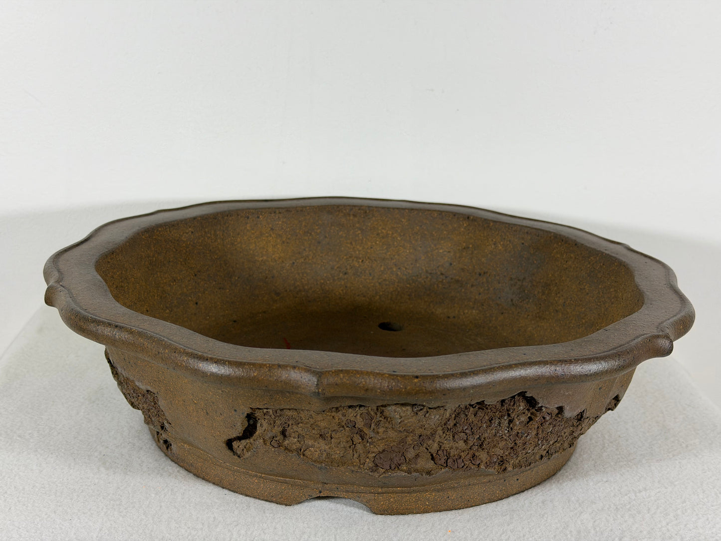 Preowned Japanese Tokoname Unglazed Rinka Style Bonsai Pot Kosyousen - 13” By 12.5”