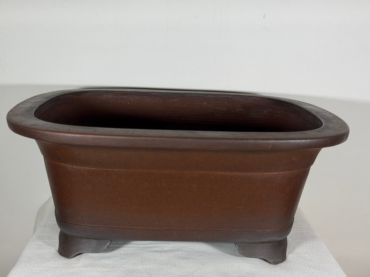 Preowned Japanese Tokoname Unglazed Rectangular Bonsai Pot Syukouzan - 18” By 15”