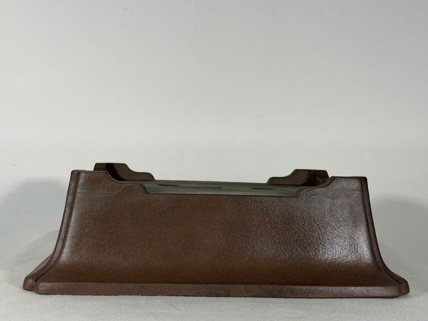 Preowned Japanese Tokoname Unglazed Rectangular Bonsai Pot Keizan - 12” By 9.25”