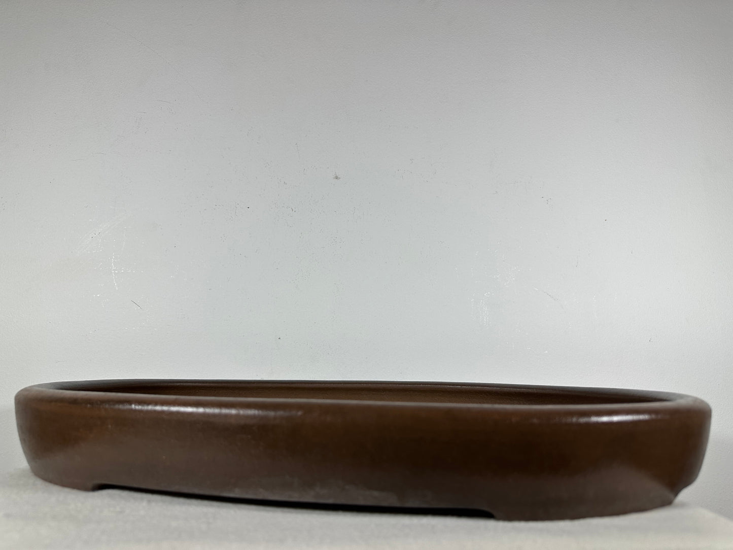 Preowned Japanese Tokoname Unglazed Oval Shallow Bonsai Pot Seizan - 20.5” By 14.5”