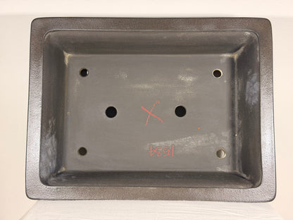 Preowned Japanese Tokoname Unglazed Rectangular Bonsai Pot Eiraku - 18” By 13.5”