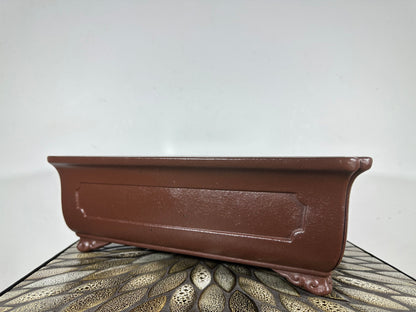 Preowned Japanese Tokoname Unglazed Rectangular Bonsai Pot Yamaaki - 14.75” By 11.25”