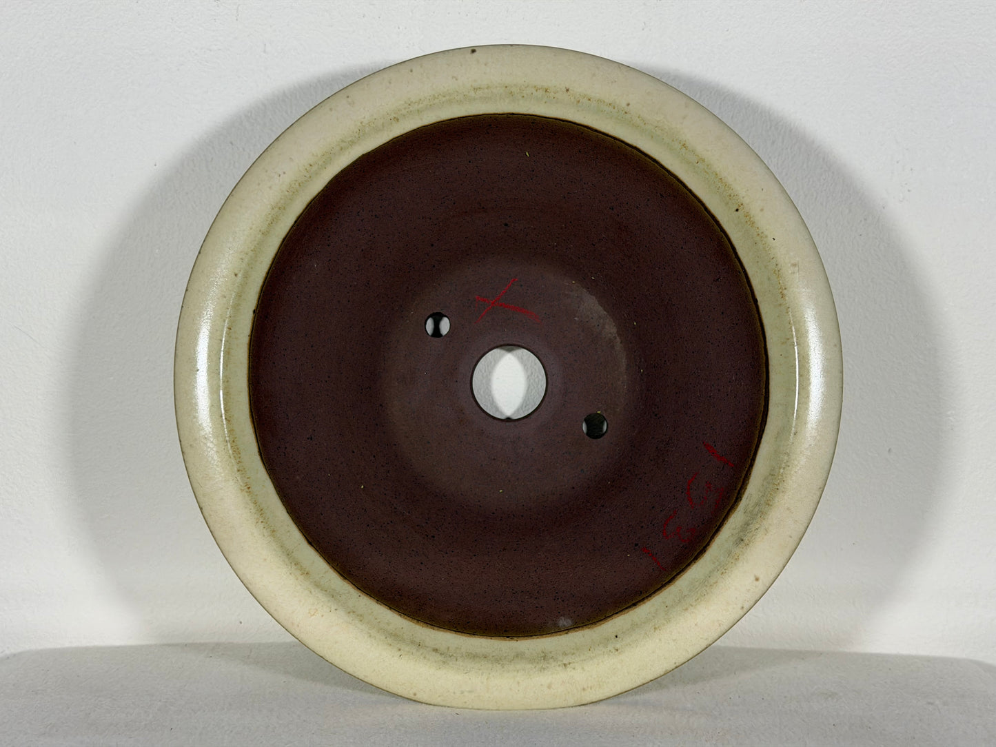 Preowned Japanese Tokoname Round Bonsai Pot Yamaaki - 10.5” By 3”