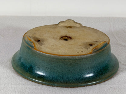 Preowned Vintage China Glazed Round Bonsai Pot Has Patina - 5 7/8” By 1 7/8”