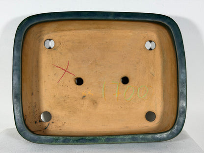 Preowned Japanese Tokoname Glazed Rectangular Bonsai Pot Syuhou Yoshimura - 13.75” By 10.5”