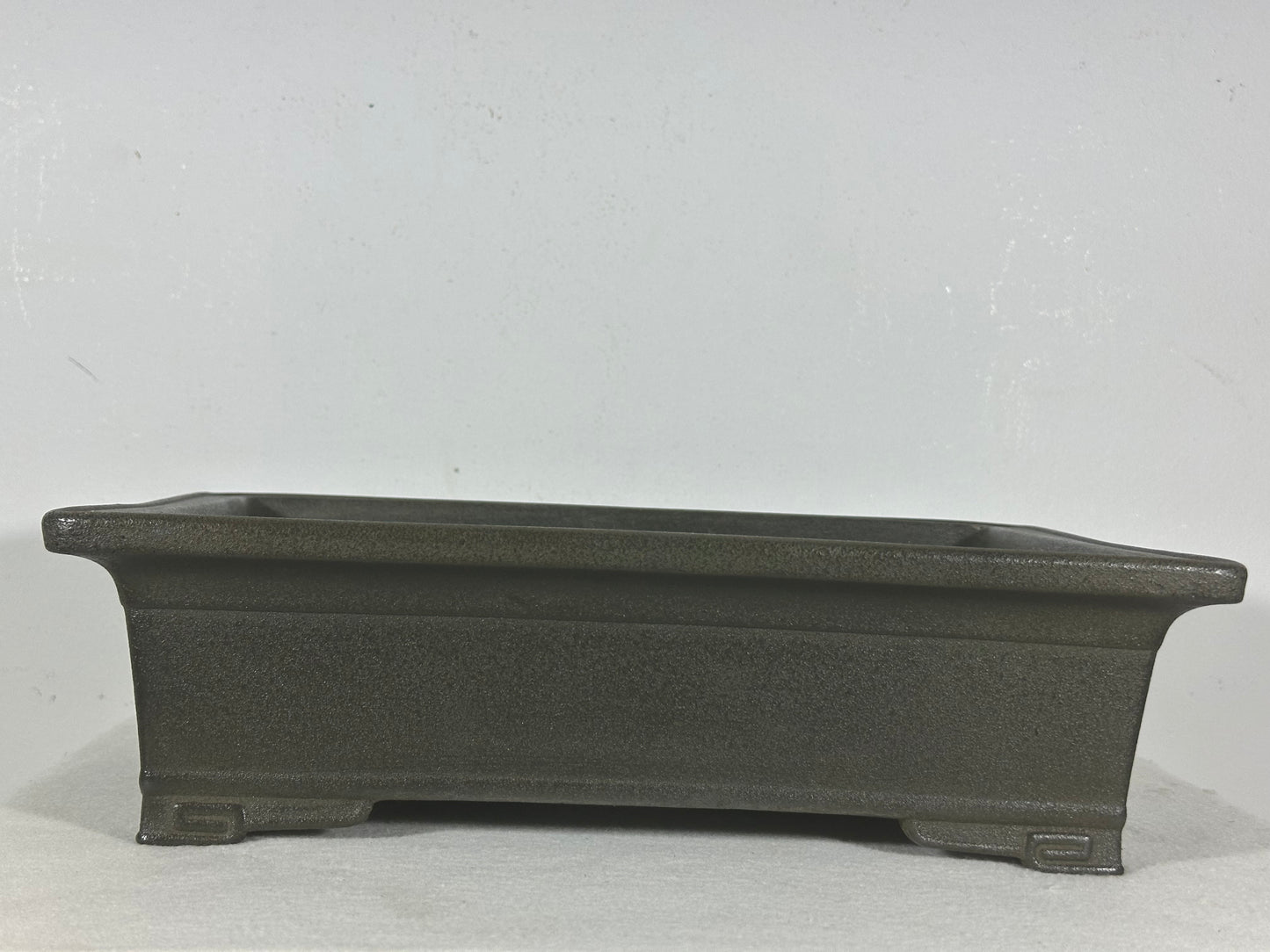 Preowned Japanese Tokoname Unglazed Rectangular Bonsai Pot with Stamp - 13.25” By 9.5”