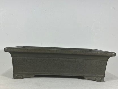 Preowned Japanese Tokoname Unglazed Rectangular Bonsai Pot with Stamp - 13.25” By 9.5”
