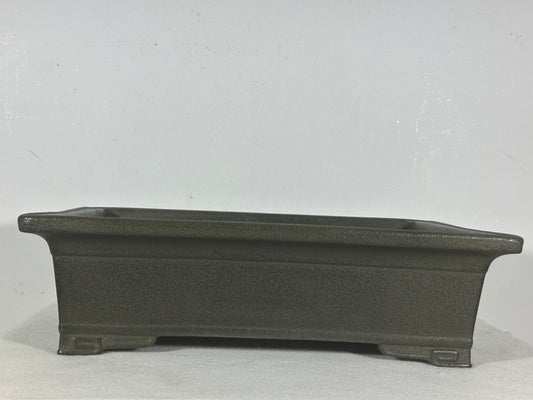 Preowned Japanese Tokoname Unglazed Rectangular Bonsai Pot with Stamp - 13.25” By 9.5”
