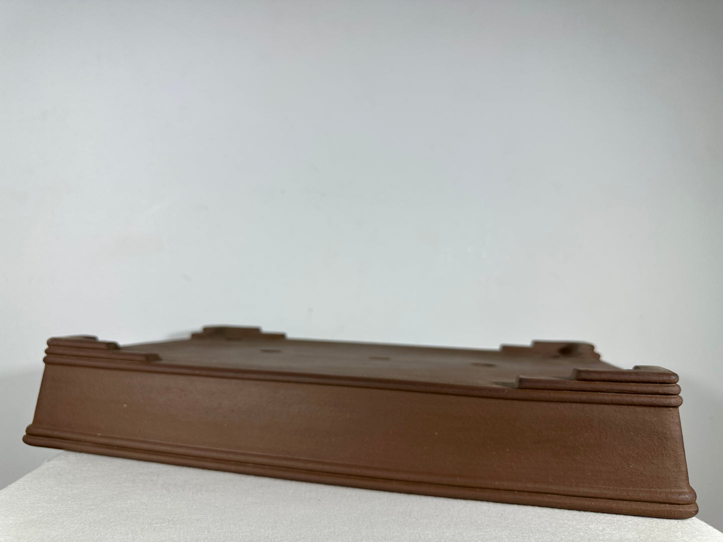 Preowned Japanese Tokoname Unglazed Rectangular Shallow Bonsai Pot Seizan - 18.75” By 12.75”