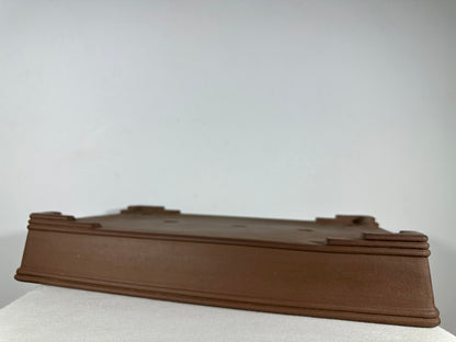 Preowned Japanese Tokoname Unglazed Rectangular Shallow Bonsai Pot Seizan - 18.75” By 12.75”
