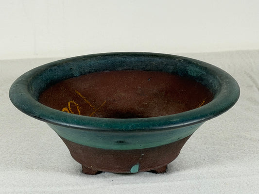 Preowned Japanese Tokoname Round Bonsai Pot Tosui - 6” By 2.25”