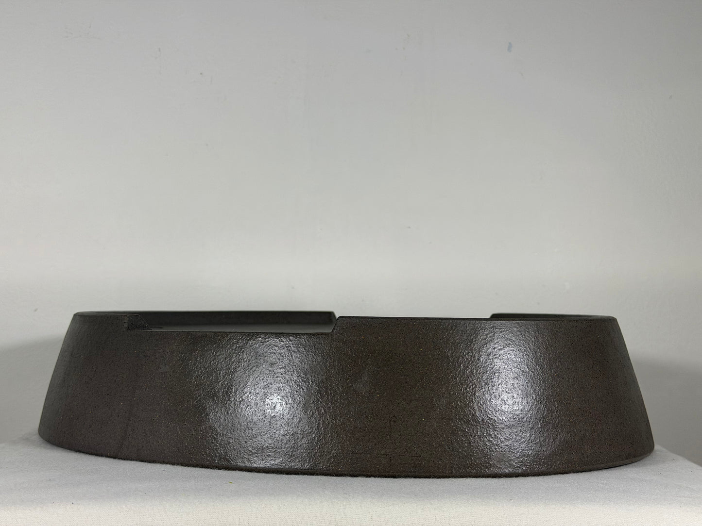 Preowned Japanese Tokoname Unglazed Oval Bonsai Pot Keizan - 16.25” By 12.75”