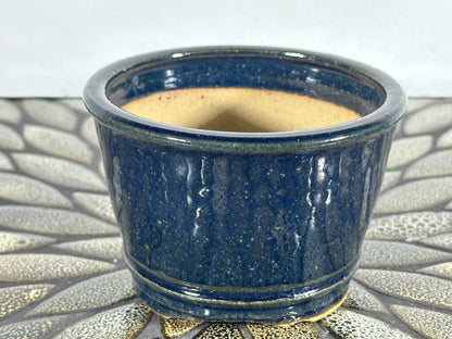 New Japanese Tokoname Round Glazed Bonsai Pot Katu - 4 3/8” By 3”