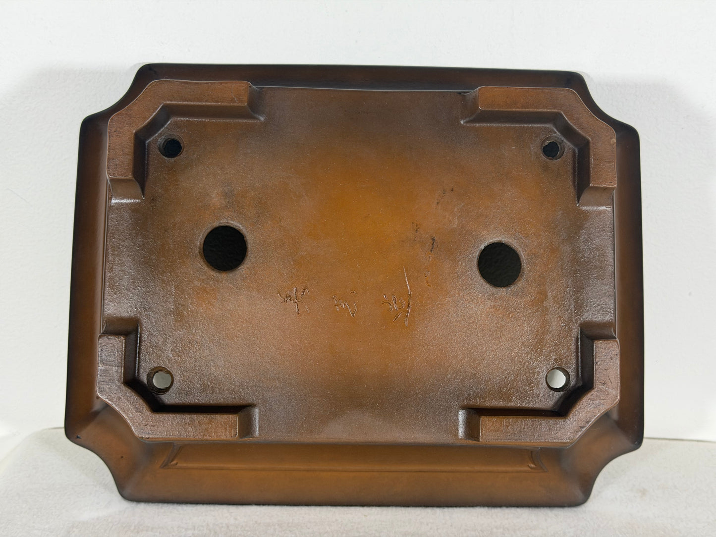 Preowned Japanese Tokoname Unglazed Rectangular Bonsai Pot Bigei - 12” By 9.25”