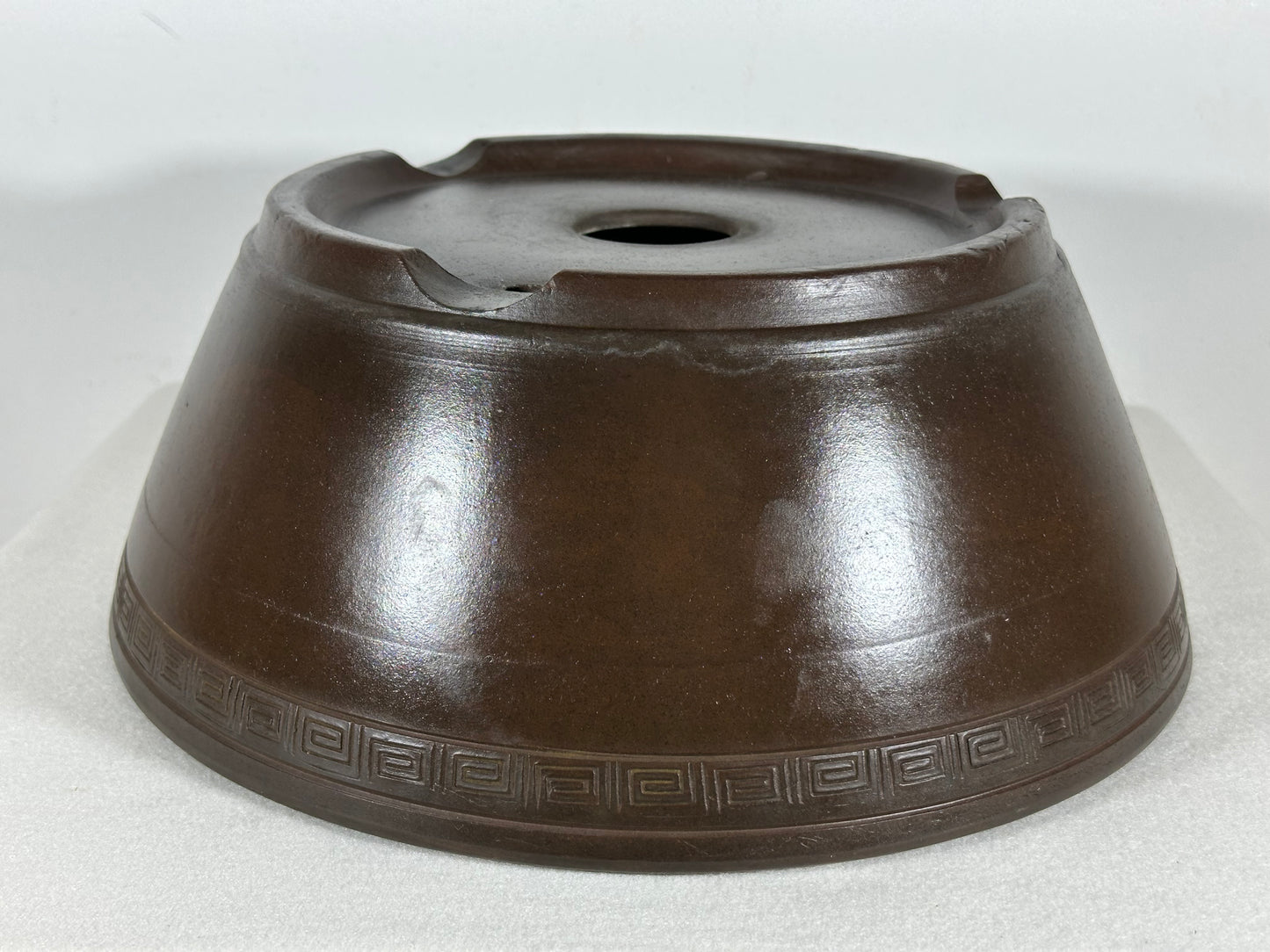 Preowned Japanese Tokoname Unglazed Round Bonsai Pot - 12.25” By 4 7/8”