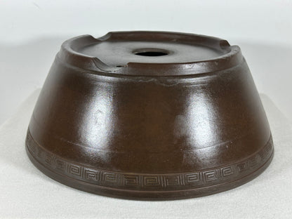 Preowned Japanese Tokoname Unglazed Round Bonsai Pot - 12.25” By 4 7/8”