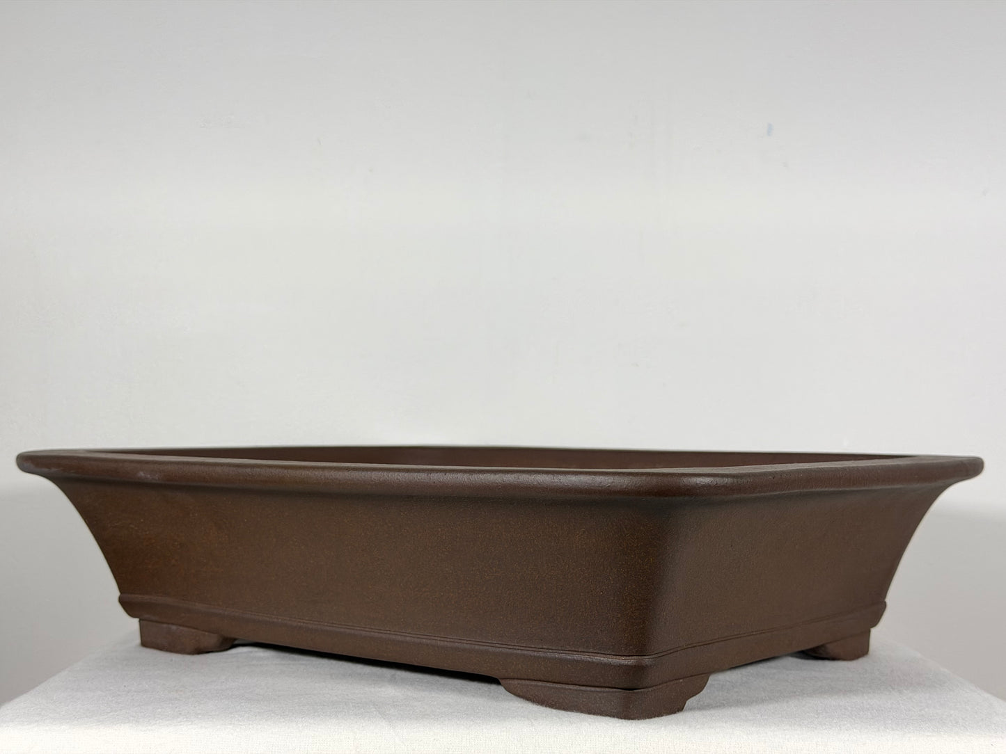 Preowned Japanese Tokoname Unglazed Rectangular Bonsai Pot Yuuji Nakano - 16.5” By 13.5”