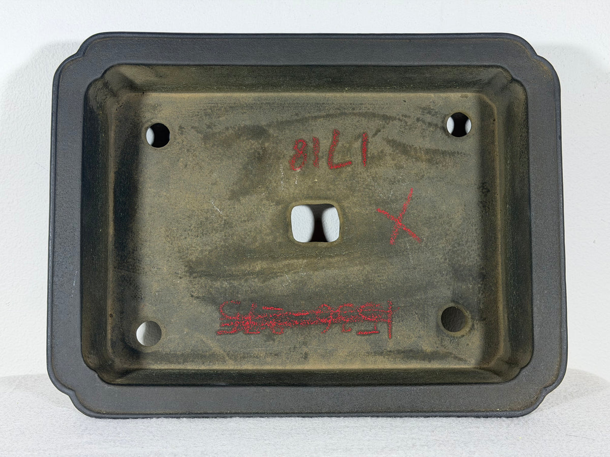 Preowned Japanese Tokoname Unglazed Rectangular Bonsai Pot Housei - 12.25” x 9.25” x 2 7/8”