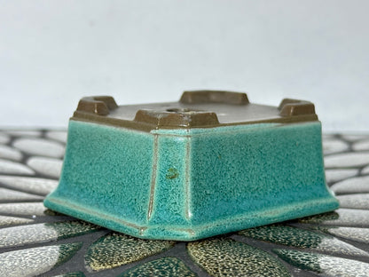 Preowned Japanese Tokoname Glazed Rectangular Bonsai Pot - 3.5” By 2.75”