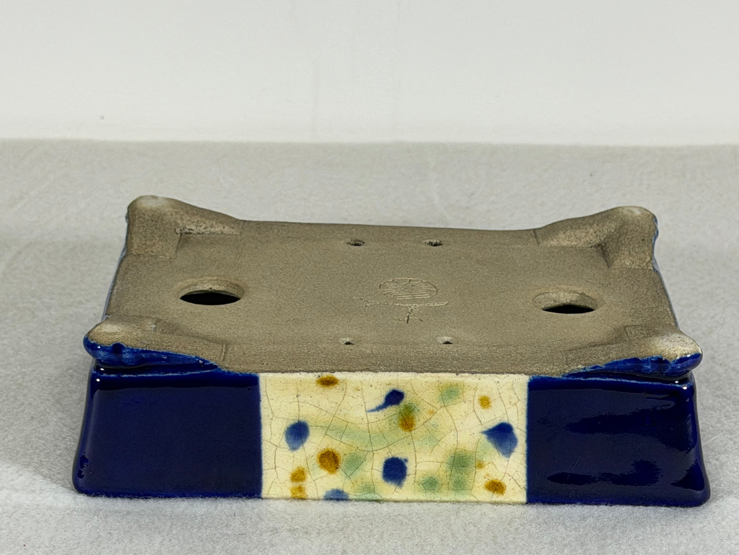 Preowned Japanese Tokoname Glazed Rectangular Bonsai Pot Satomi - 6.25” By 4.5”