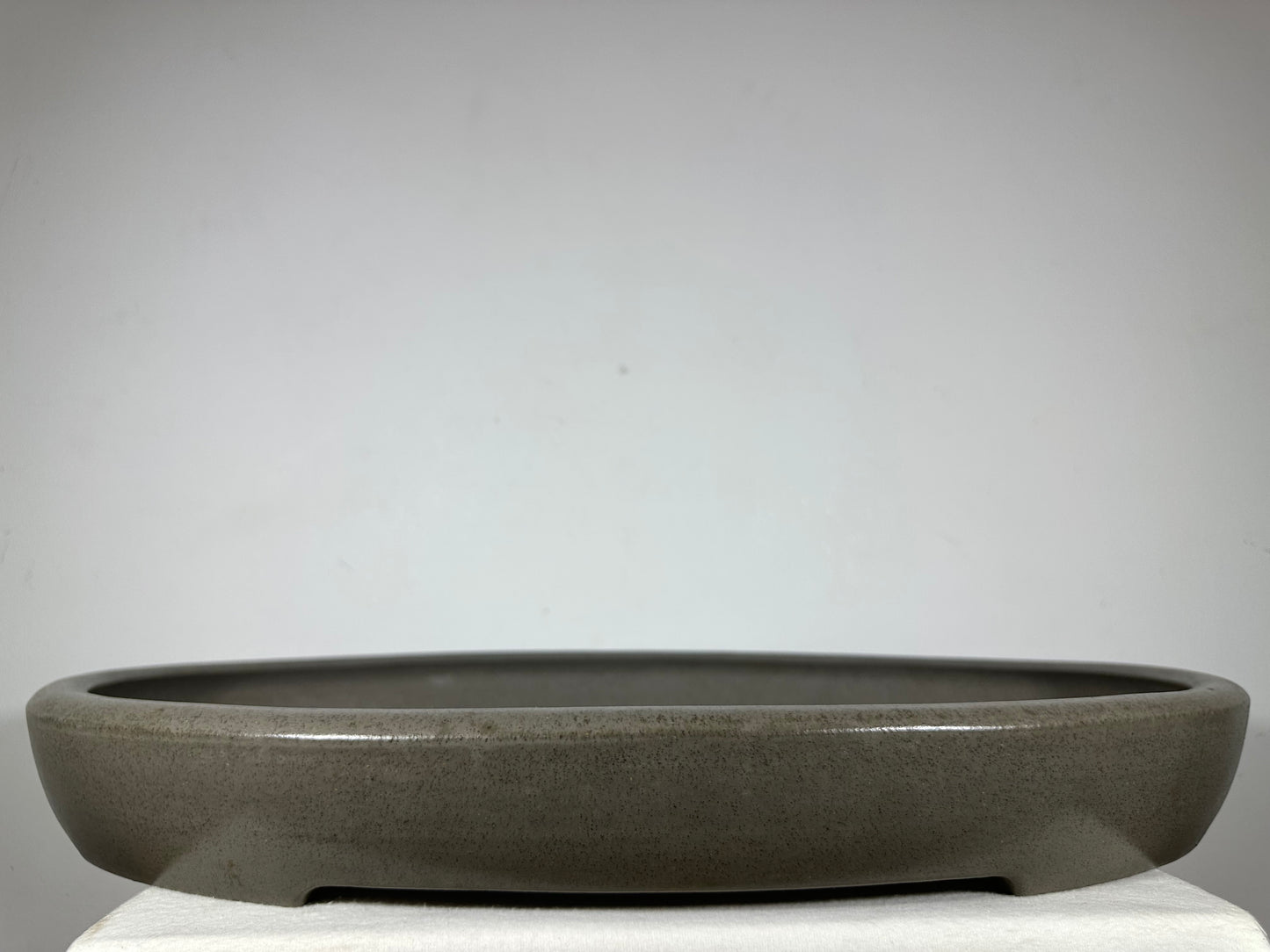 Preowned Japanese Tokoname Unglazed Oval Shallow Bonsai Pot Seizan - 25.25” By 18.25”