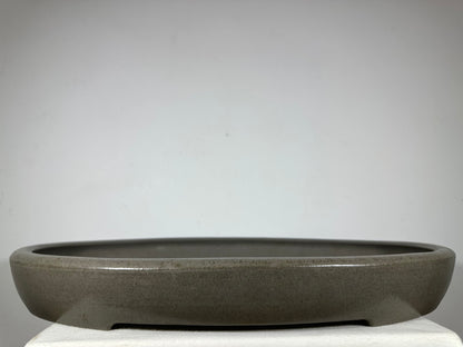 Preowned Japanese Tokoname Unglazed Oval Shallow Bonsai Pot Seizan - 25.25” By 18.25”