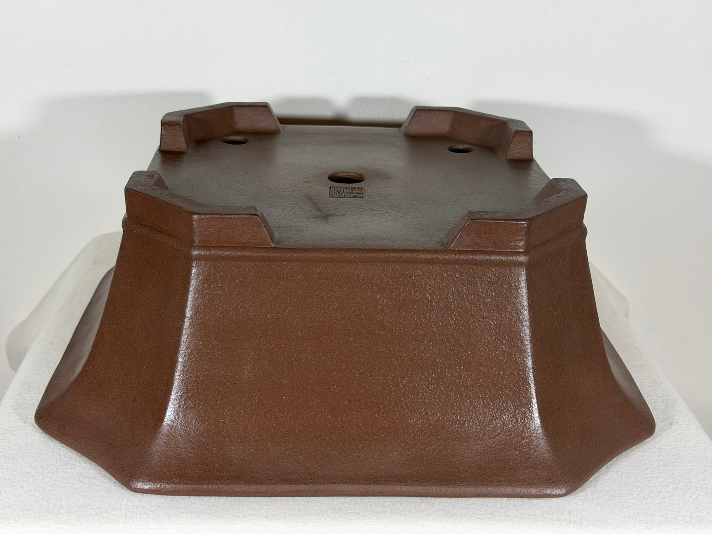 Preowned Japanese Tokoname Unglazed Semi Cascade Bonsai Pot Keizan - 14.5” By 5.5”
