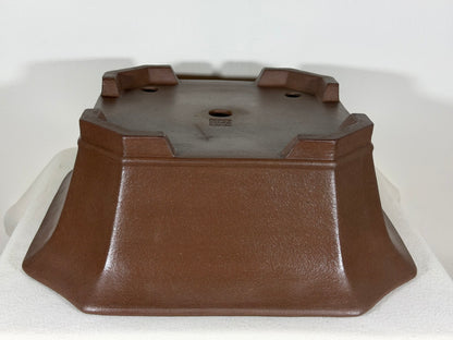 Preowned Japanese Tokoname Unglazed Semi Cascade Bonsai Pot Keizan - 14.5” By 5.5”