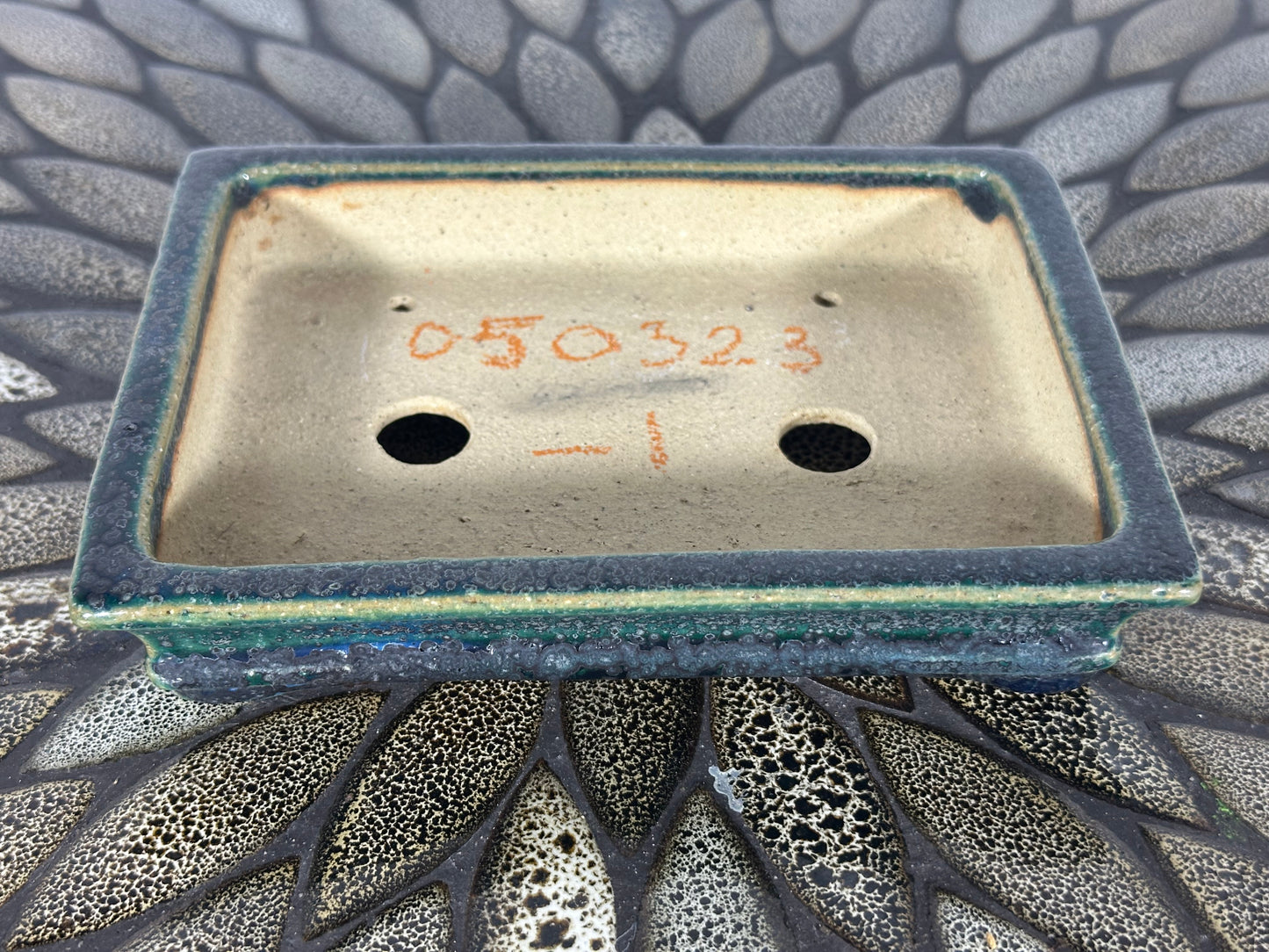 Preowned Japanese Tokoname Rectangular Bonsai Pot Aiba Koyo - 6.75” By 5 1/8”