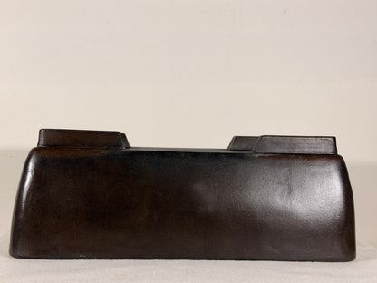 Preowned Japanese Tokoname Unglazed Rectangular Bonsai Pot Keizan - 13.5” By 9”