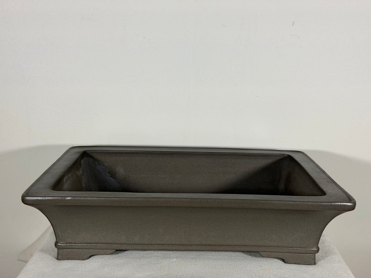 Preowned Japanese Tokoname Unglazed Rectangular Bonsai Pot Gyouzan Nakano - 16.5” x 12” x 4”